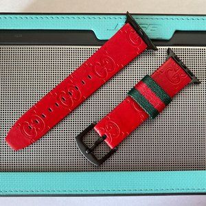 Luxury Apple Watch Band Designer Classic Red Leather 38mm 40mm 42mm 44mm Black